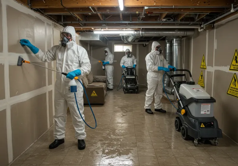 Basement Moisture Removal and Structural Drying process in University, MS